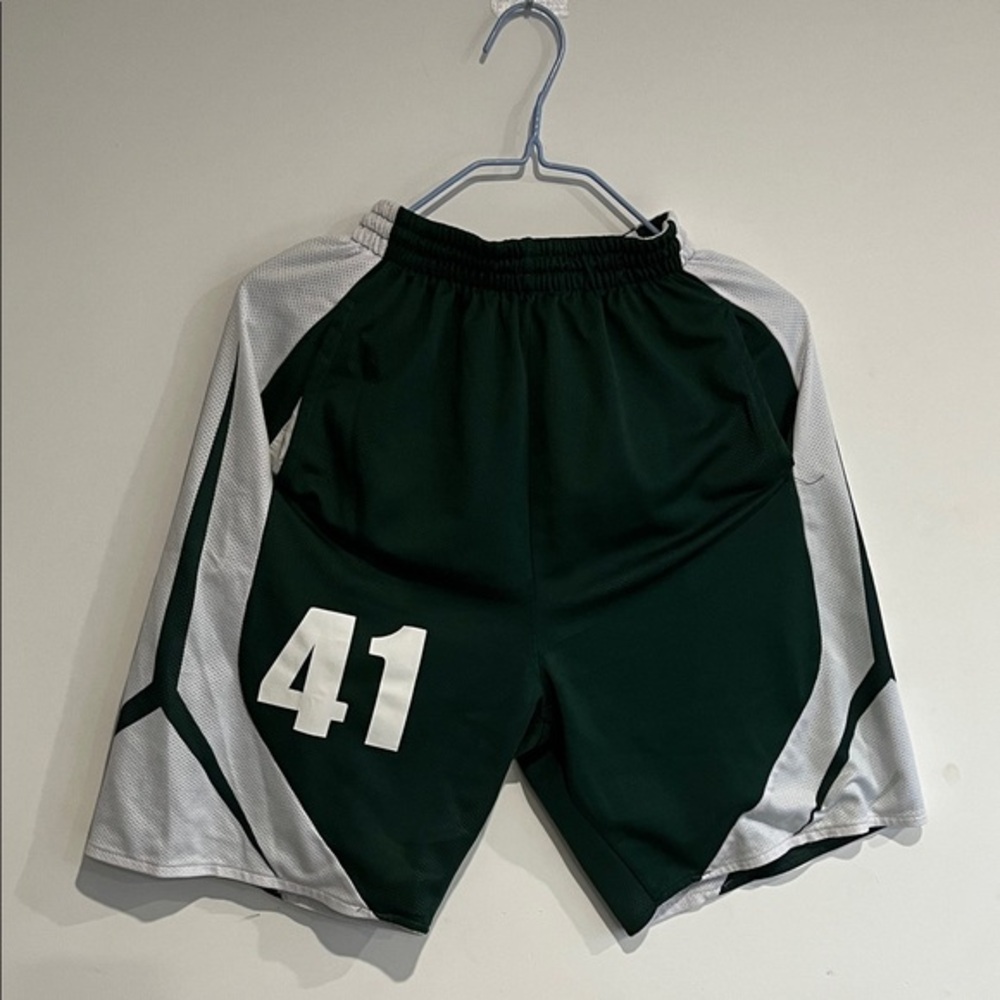 Men's Athletic Shorts in Dark Green with White Accents